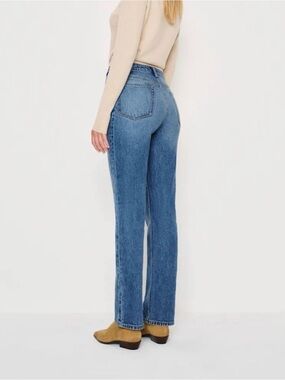 Reformation Jax Stretch High Rise Straight Leg Jeans, Mellusine, Medium Blue, 26